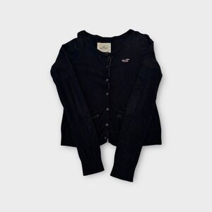 Y2K Vintage Hollister Navy Blue Lace Knit Cardigan Lightweight Size L